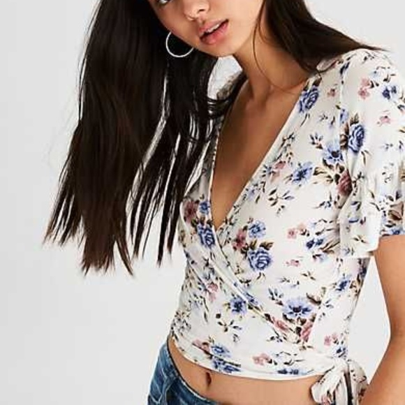 American Eagle Outfitters Tops - American Eagle Outfitters Floral Wrap-Top